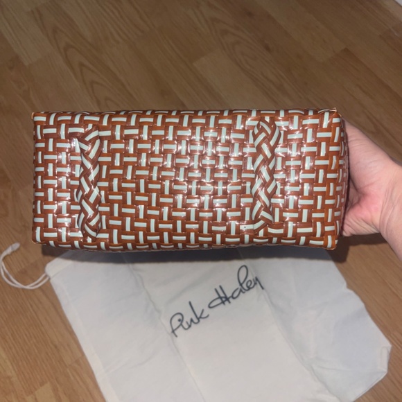 NWT Pink Haley Brown and Blue Handmade Recycled Plastic Woven Tote - Picture 6 of 8